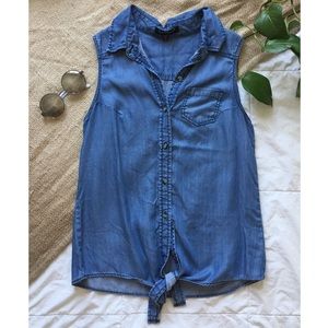 Jean front tie tank top